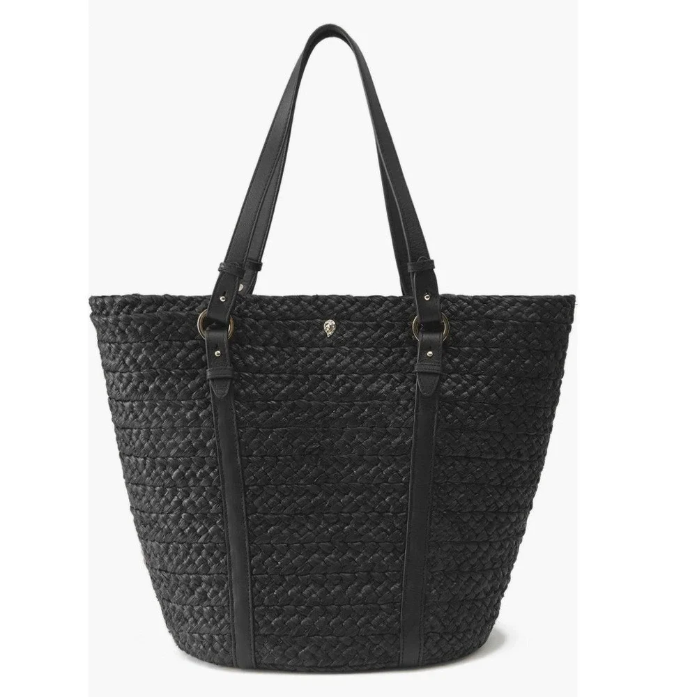 Helen Kaminski Pinimil Bridle Raffia Tote Bag, Black,‎ Designer Luxury, NWT